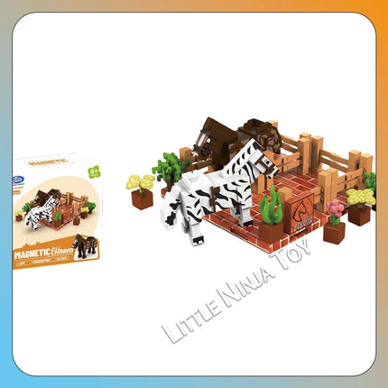 Z33001 Magnetic Cube Building Block Zoo Magnetic Base Assembly Ornament Set, children's educational magnetic toy