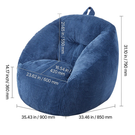 Bean Bag Chair with Soft Armrests and Storage Pocket 25D Memory