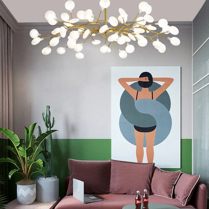 Modern Firefly LED Chandelier Black Gold For Living Room Bedroom Hall Home Decor Indoor Lighting Minimalist Ceiling Pendant Lamp