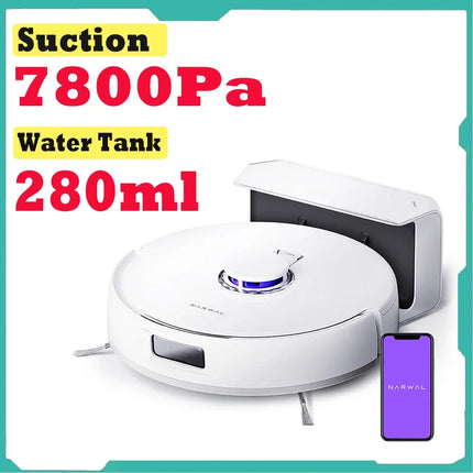 Narwal Freo X Plus 7800Pa Robot Vacuum Cleaner 3.5H Runtime Tri-Laser Structured Light Zero-Tangling Floating Brush 1L Dust Bin