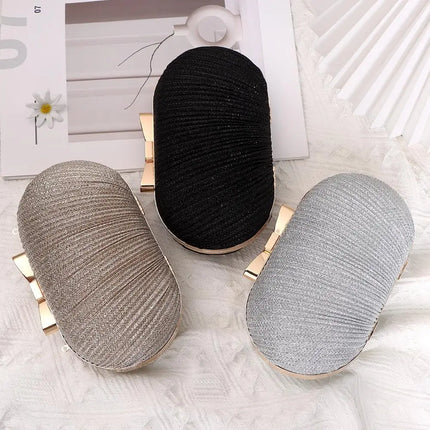 Wedding Bridal Clutch Handbag Women Evening Party Bag Chain Shoulder Bags Elegant Rhinestones Egg Shape Banquet Clutch Purse