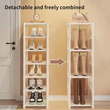 4-8 Layers Shoe Cabinet Adjustable Multi-Layer Storage Cabinet for Corner Entrance Organize Rack save space Shoe-shelf white