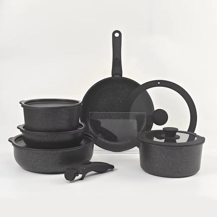 17pcs Pots and Pans Set Nonstick Cookware Set with Detachable Handle Induction Kitchen