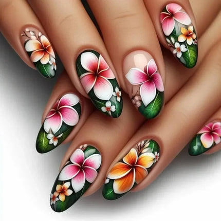 24Pcs Autumn Winter Matte Almond False Nails with Glue Rose