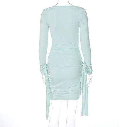 Dulzura Women 2024 Autumn Winter Long Sleeve Party Club Streetwear Bodycon Short Mini Dress Wholesale Items For Business 412422G