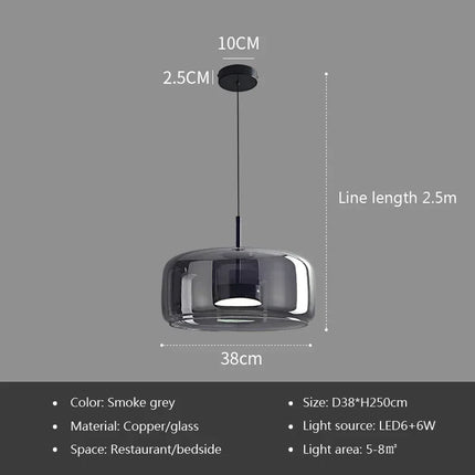 Cognac&Smoky Gray Glass Chandelier Pendant Lights For Dining Room Kitchen Hanging Lamp Nordic Led Pendant Lamp Table Resturant