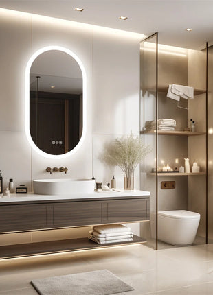 LUVODI Waterproof Illuminate Bathroom Light Vanity Mirror Frameless Touch Screen Backlit Demist Wash Basin Mirror