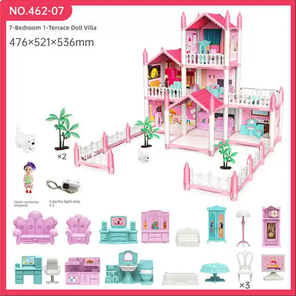 Princess Castle Doll House Kit with LED Lights | Miniature Villa Model  | Creative Birthday Gift Toy