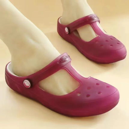 EOFK Summer Women Sandals Clogs Glitter Shinny Colors Lady Jelly Flat Comfort Sandals Hoof Shoes