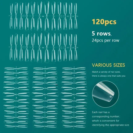 NAILPOP 120pcs Fake Nails Full Cover Press on Nails Coffin Soft Gel American