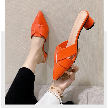 Summer Riband Decoration Slippers Women Fashion High Quality Round Heel Shoes Casual Sweet High Heels Plus Size 42 Women Sandals