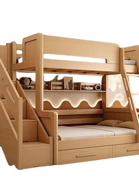 Solid Wood Children Double Bed Bunk Small Modern Multifunctional Platform Bed Kids Girl Storage Cama Box Casal Nordic Furniture