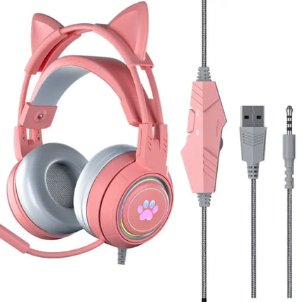 headphone gaming wired Girl specific cute deer cat ear Passive Noise Cancelling SY-G25 LZ-1