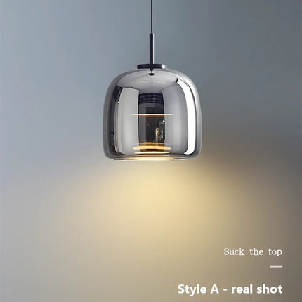 Cognac&Smoky Gray Glass Chandelier Pendant Lights For Dining Room Kitchen Hanging Lamp Nordic Led Pendant Lamp Table Resturant