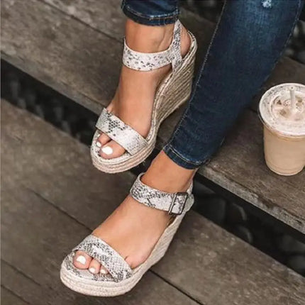 Summer Platform Sandals Women Peep Toe High Wedges Heel Ankle Buckles Sandalia Espadrilles Female Sandals Shoes