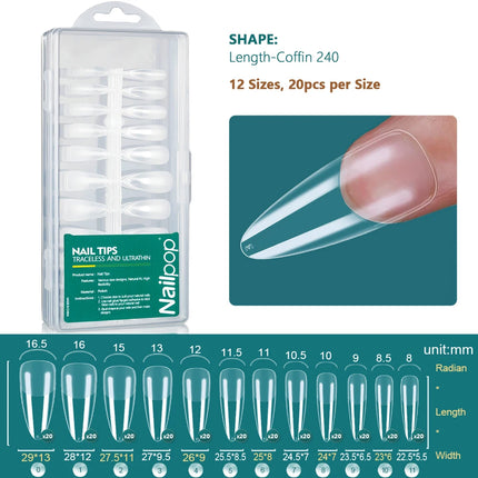 NAILPOP 240PCS Soft Gel Nail Tips Kit Full Cover Nail