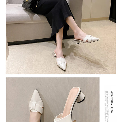 Summer Riband Decoration Slippers Women Fashion High Quality Round Heel Shoes Casual Sweet High Heels Plus Size 42 Women Sandals