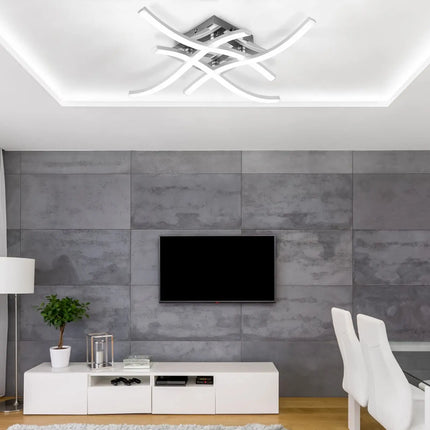 LED Ceiling Light, 27W Ceiling Light,6000K Cold White,4 Built-in LED Boards,Modern Curved Ceiling Light for Living Room,Bedroom