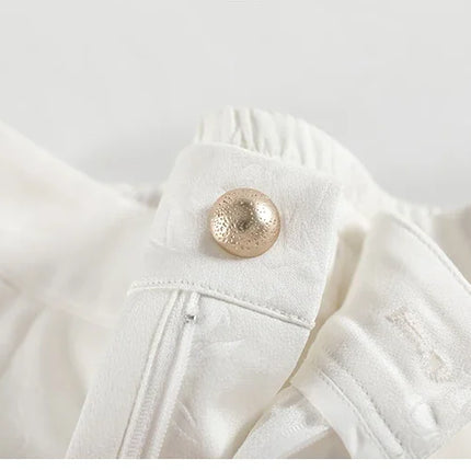 New Chinese Style Jacquard Wide Leg Satin Pants for Women Elegant Solid Office Lady Women's Casual Loose Pants Female