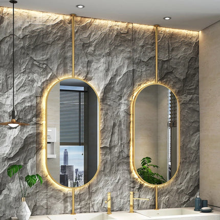 Ceiling Oval Hanging Mirror Modern Simple Home Decoration Bathroom Vanity Mirror LED Lighting Hd Cosmetic Mirror Size60x90cm