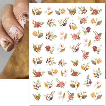 3d Nail Art Decals Elegant White RoyalBlue Roses Flowers