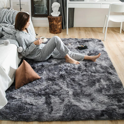 Gray Carpet for Living Room Plush Rug Bed Room Floor Fluffy Mats Anti-slip Home Decor Rugs Soft