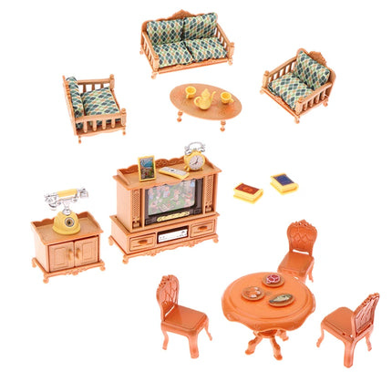 1:12 Dollhouse Miniature Dining Table Chair Sofa Tea Table TV Cabinet Set Model