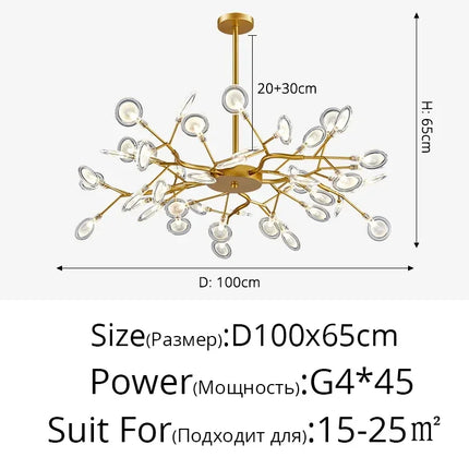 Modern Firefly LED Chandelier Black Gold For Living Room Bedroom Hall Home Decor Indoor Lighting Minimalist Ceiling Pendant Lamp