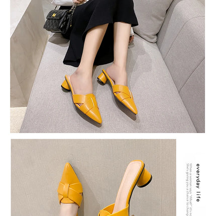 Summer Riband Decoration Slippers Women Fashion High Quality Round Heel Shoes Casual Sweet High Heels Plus Size 42 Women Sandals