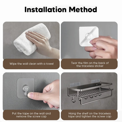 Aluminum Shower Organiser Bathroom Shelf Without Drilling Gray Wall Toilet Storage Shelf Shampoo