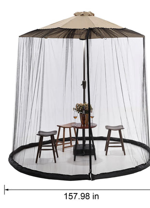 Parasols Net Adjustable Mosquito Net Cover Screen for Garden Umbrella Parasol Patio Table Bug Netting Cover with 2 Zipper Doors