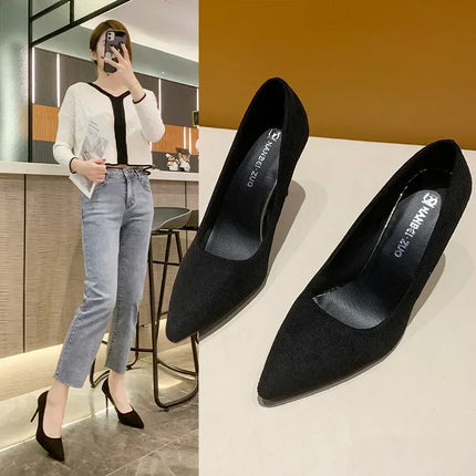 Women Pumps Sexy Suede Ponited Toes High Heels Fashion Office Stiletto Party Red Wedding Shoes Female Comfort Women Shoes