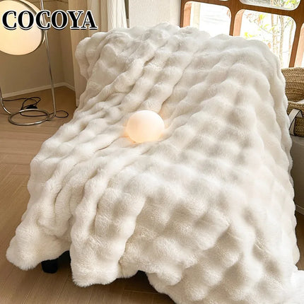 Luxury Faux Rabbit Fur Blankets for Beds Winter Fluffy Plush Throw Blanket