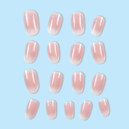24Pcs Oval Short Pink Press on Nails Simple Ombre Spring False Nail
