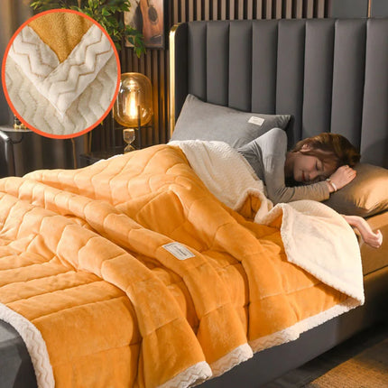 Autumn and Winter Coral Velvet Quilted Blanket