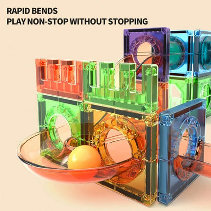 Kids, 3D Clear Educational Building Toys, Magnetic Marble Run Blocks Toys for Kids