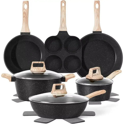 Pots And Pans Set, Nonstick Cookware Sets Black Granite Induction Cookware, Non-Toxic Healthy Non Stic