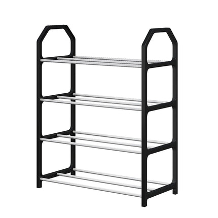 black/white/gold Living Room Shoe Storage Rack Compact Metal Design Sturdy Construction Black Finish Large Capacity Assembly