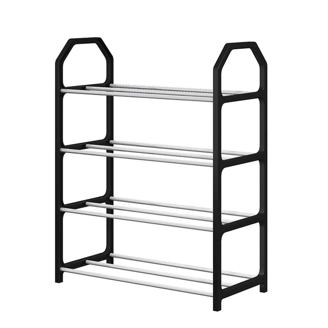 black/white/gold Living Room Shoe Storage Rack Compact Metal Design Sturdy Construction Black Finish Large Capacity Assembly