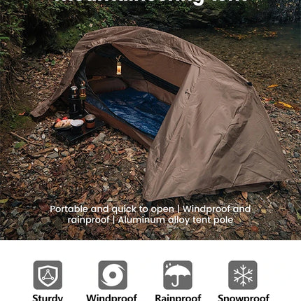 Camping Tent For Single Person Lightweight Nylon Tent Tactical Shelter With Mosquito Net Anti-Mosquito Waterproof Field