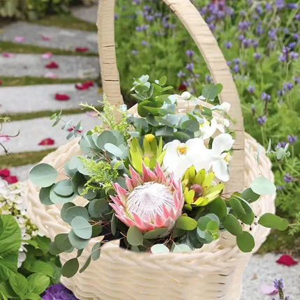 Rattan Basket With Handle Handheld Woven Basket Woven Mini Hand-Carried Basket Rattan Woven Small Flower Basket For Wedding