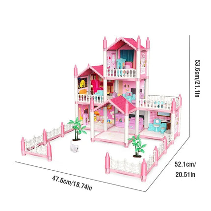 Princess Castle Villa Assembly Doll House Set Toy Girl Family Toy Children's