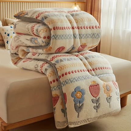 Winter Bedding Thick Quilt Blanket Thickened Warm Flannel Fleece Comforter for Cold Nights Set Bed Duvets Quilts the Blankets