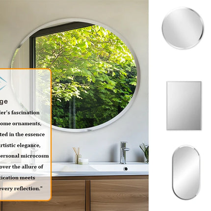Frameless Oval Wall Mirror High Definition Elliptical Vanity Mirror with Beveled Silver Edge for Bathroom Bedroom Livingroom