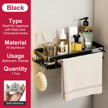 Bathroom Shelf No Drill Wall Mounted Shampoo Bottle Shower Corner Rack Toilet Storage Rack Aluminum