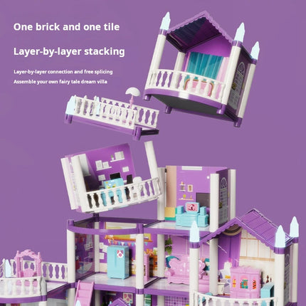 3D DIY Fantasy Princess Castle Villa Assembly Doll House Set - Girls' Dream Toy