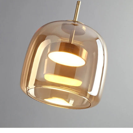 Cognac&Smoky Gray Glass Chandelier Pendant Lights For Dining Room Kitchen Hanging Lamp Nordic Led Pendant Lamp Table Resturant