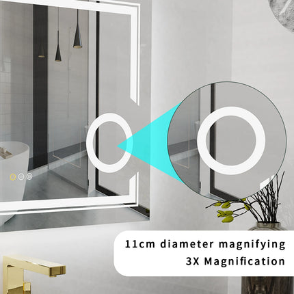 LUVODI LED Mirror Bathroom Wall Mounted 3 Magnifying Mirror for Washroom Toliet Shower Vanity Makeup Shaving Mirrors