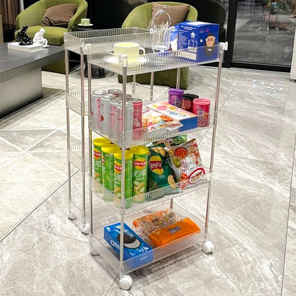 Mobile Storage Rack Trolley Organizer With Wheels Acrylic Narrow Slit Storage Cabinet Bathroom