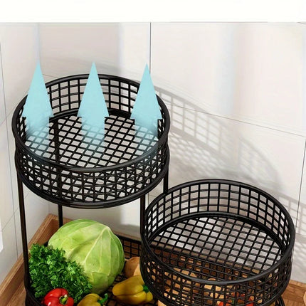 Multi Layer Kitchen Organizer Fruit Vegetable Shelf Bathroom Makeup Storage Desktop Dim Sum Storage Basket Kitchen Accessories